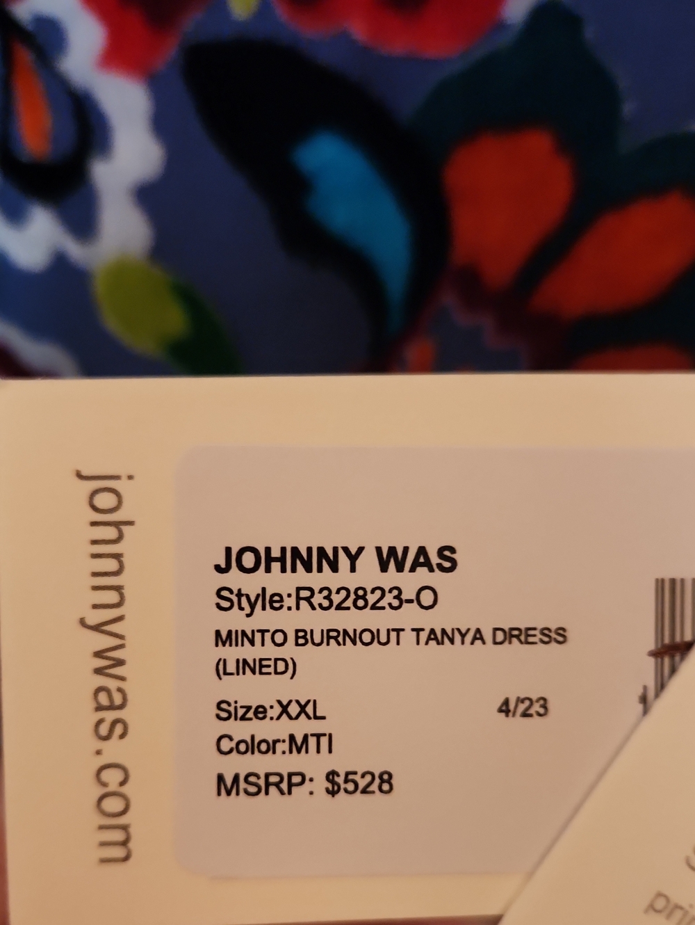 NEW $528 JOHNNY WAS Minto Burnout Tanya Dress XXL - Picture 6 of 12